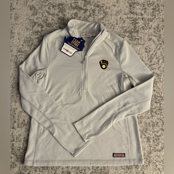 Vineyard Vines Women Brewers Grid Fleece Quarter Zip Pullover Size Small NWT - Picture 3 of 8